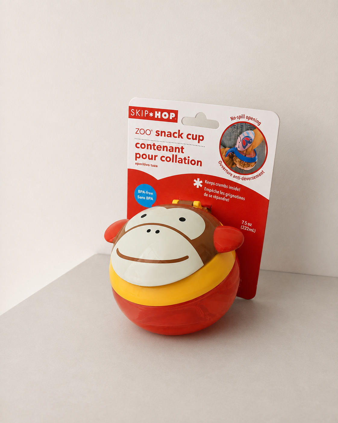 Skip Hop Zoo Monkey No-Spill Snack Cup – 222ml Toddler Snack Container