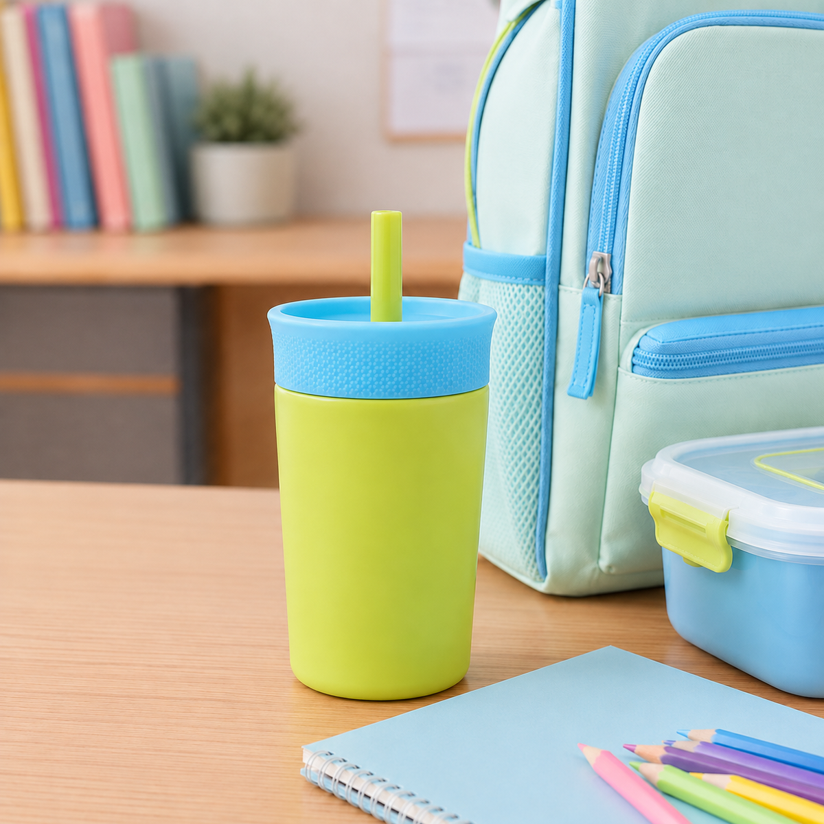 Kids Straw Tumbler 360ml | Insulated Stainless Steel | Spill & Leak-Proof | Tropical Splash