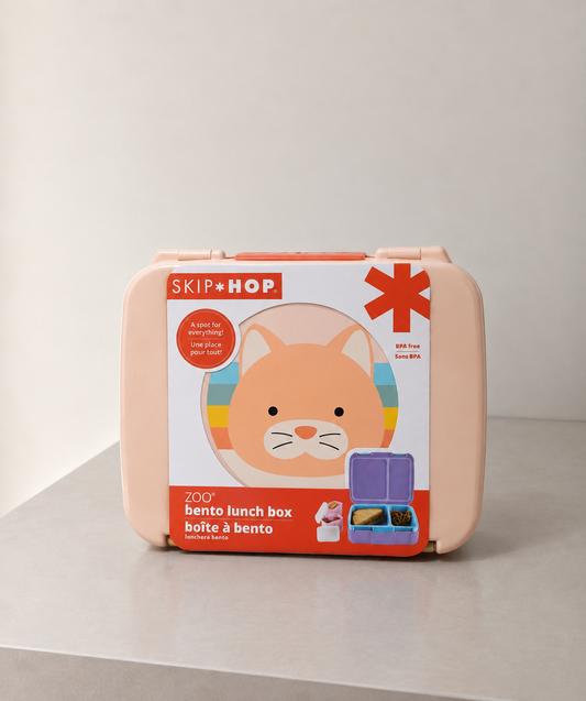 Skip Hop Zoo Cat Bento Lunch Box – 4 Compartment Kids School Lunch Box 700ml