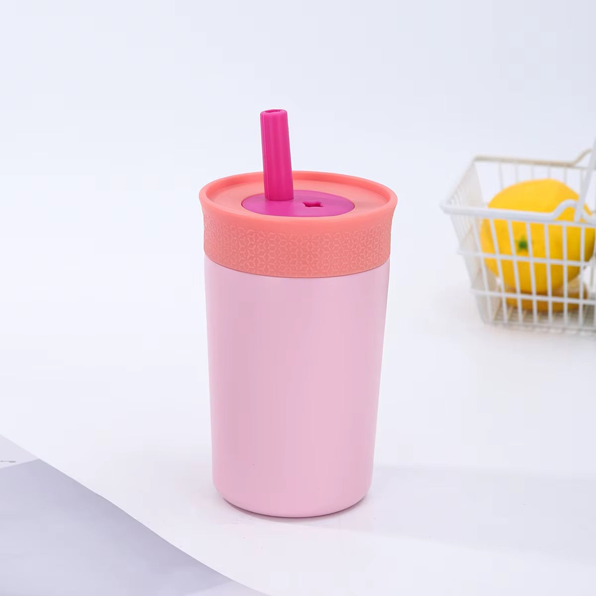 Kids Straw Tumbler 360ml | Insulated Stainless Steel | Spill & Leak-Proof | Blush Bloom