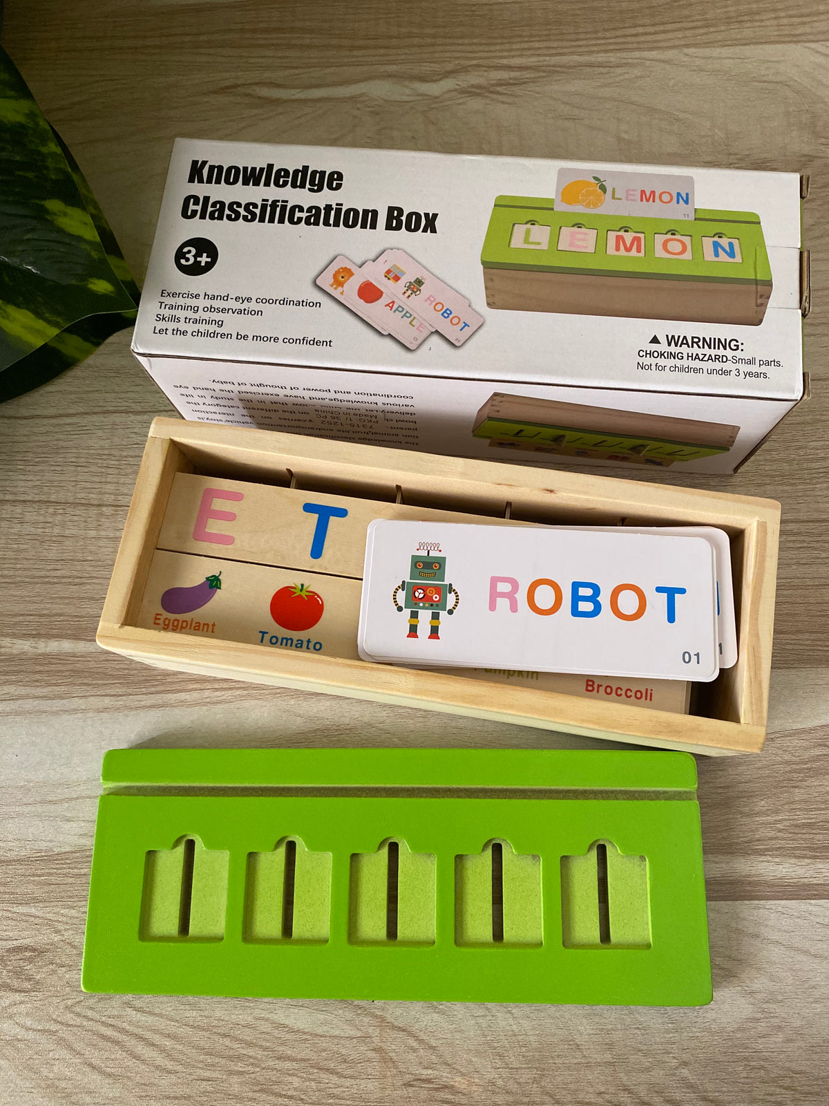 Montessori Wooden Knowledge Classification Box – Alphabet, Numbers & Matching Learning Toy