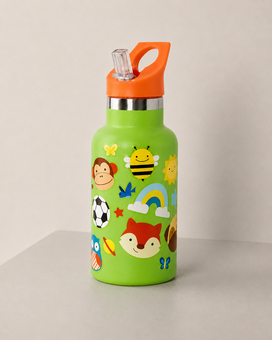 Skip Hop Spark Style Green Stainless Steel Kids Straw Bottle – 350ml
