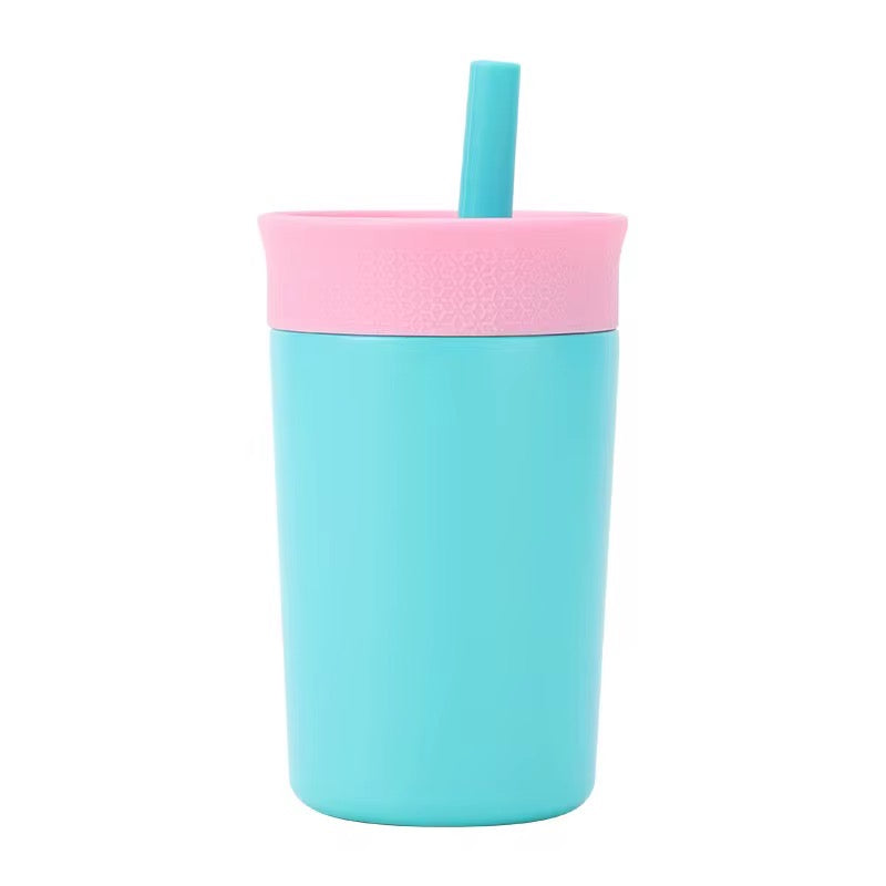 Kids Straw Tumbler 360ml | Insulated Stainless Steel | Spill & Leak-Proof | Cotton Candy