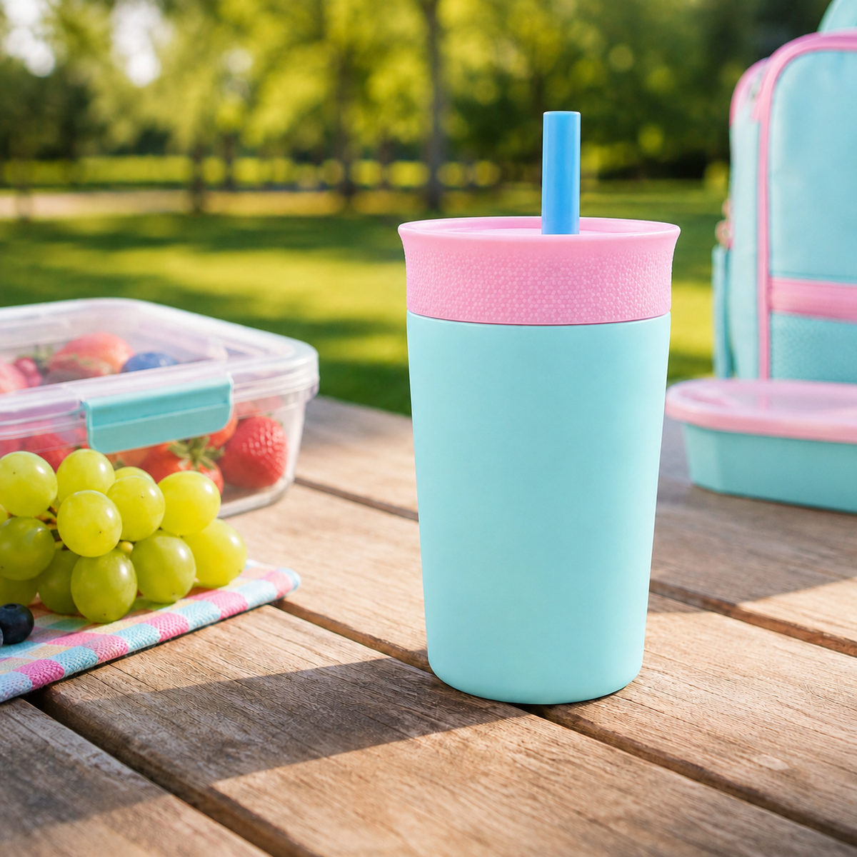 Kids Straw Tumbler 360ml | Insulated Stainless Steel | Spill & Leak-Proof | Cotton Candy