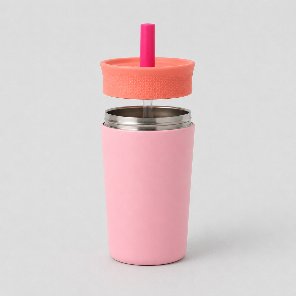 Kids Straw Tumbler 360ml | Insulated Stainless Steel | Spill & Leak-Proof | Blush Bloom