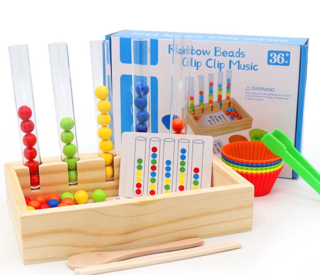 Rainbow beads clip clip game | Sorting and counting game