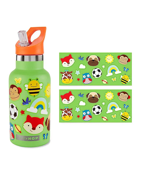 Skip Hop Spark Style Green Stainless Steel Kids Straw Bottle – 350ml