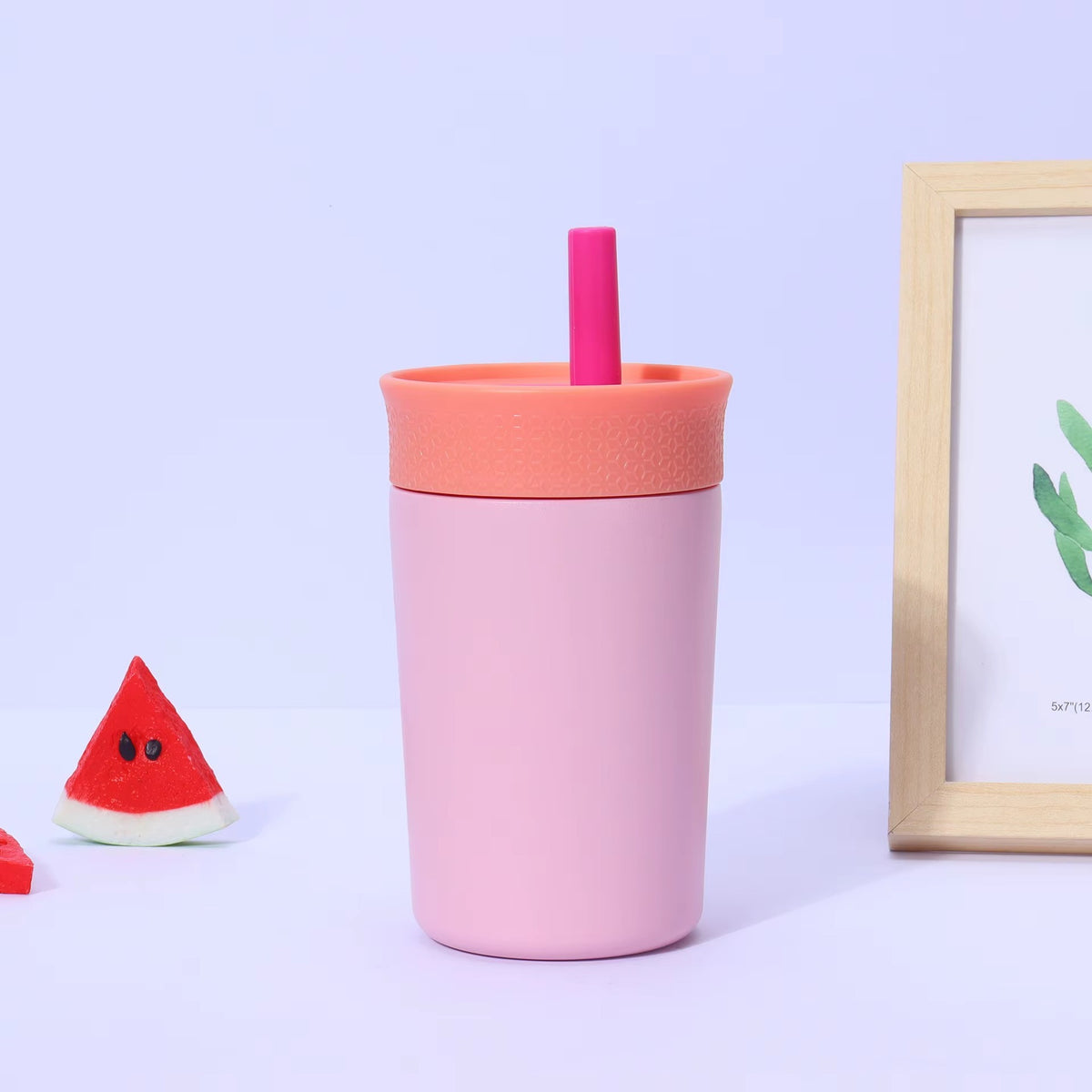 Kids Straw Tumbler 360ml | Insulated Stainless Steel | Spill & Leak-Proof | Blush Bloom