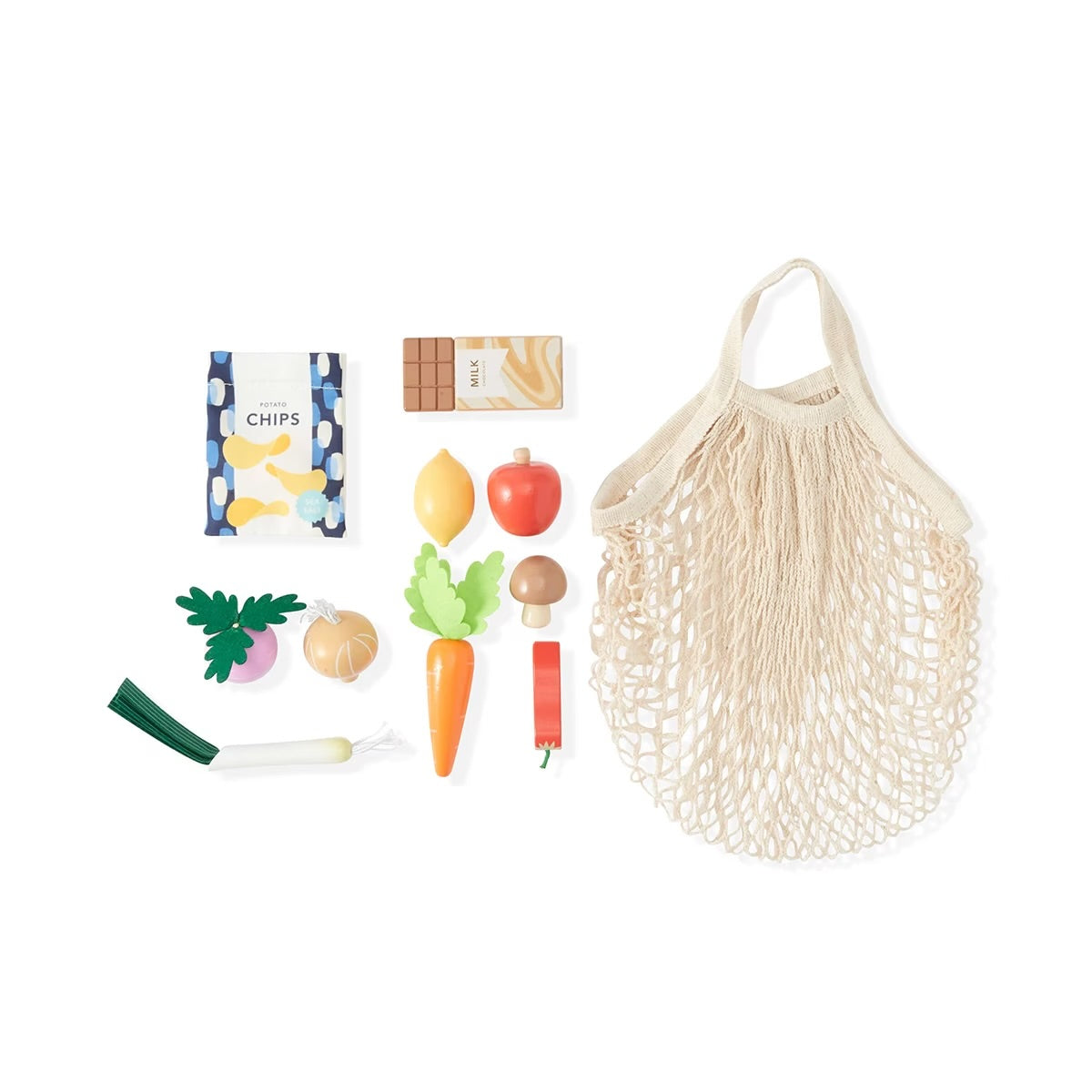 Anko Wooden Grocery Food Playset – 21 Piece Pretend Play Toy Set