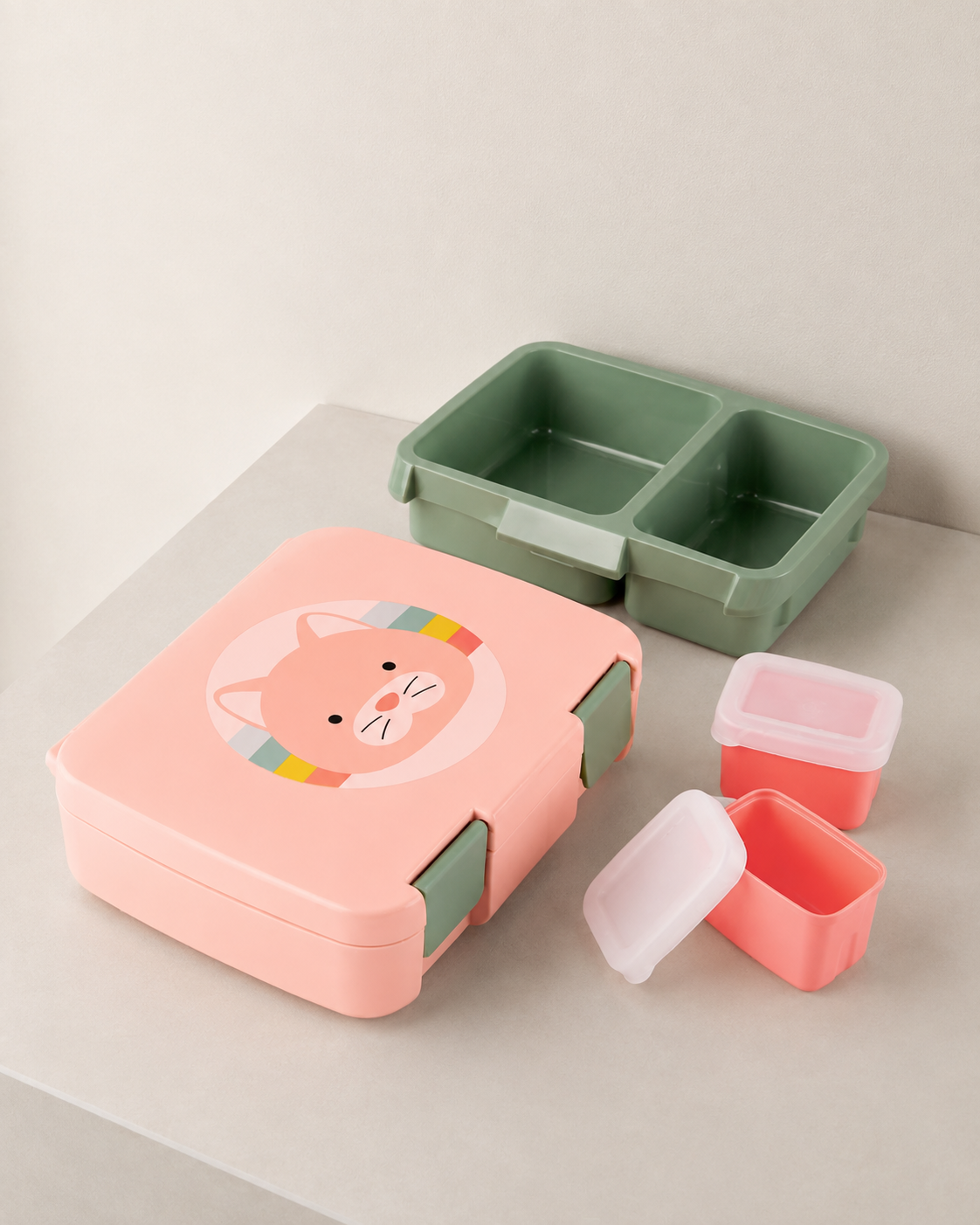 Skip Hop Zoo Cat Bento Lunch Box – 4 Compartment Kids School Lunch Box 700ml