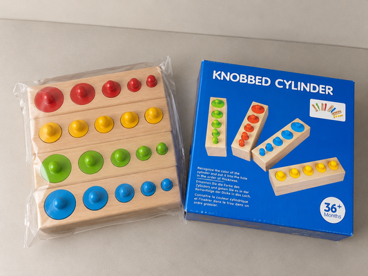 Montessori Wooden Knobbed Cylinders – Color & Size Sorting Educational Toy