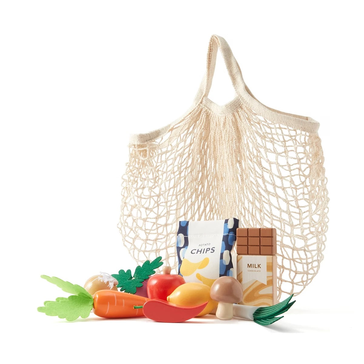 Anko Wooden Grocery Food Playset – 21 Piece Pretend Play Toy Set