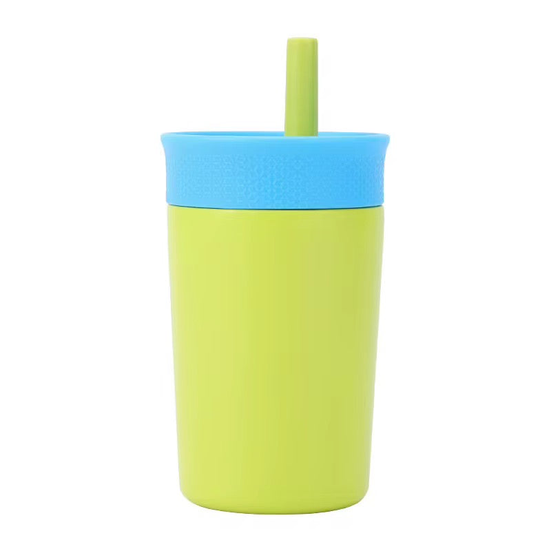 Kids Straw Tumbler 360ml | Insulated Stainless Steel | Spill & Leak-Proof | Tropical Splash