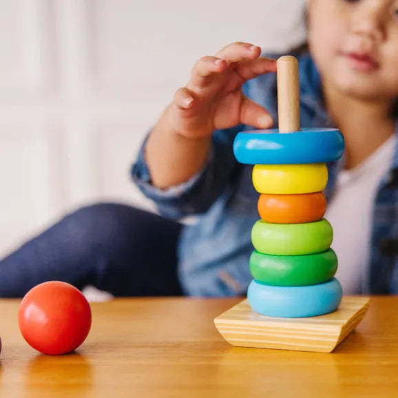 Wooden Rainbow Stacking Tower for Kids – Montessori Color & Learning Toy