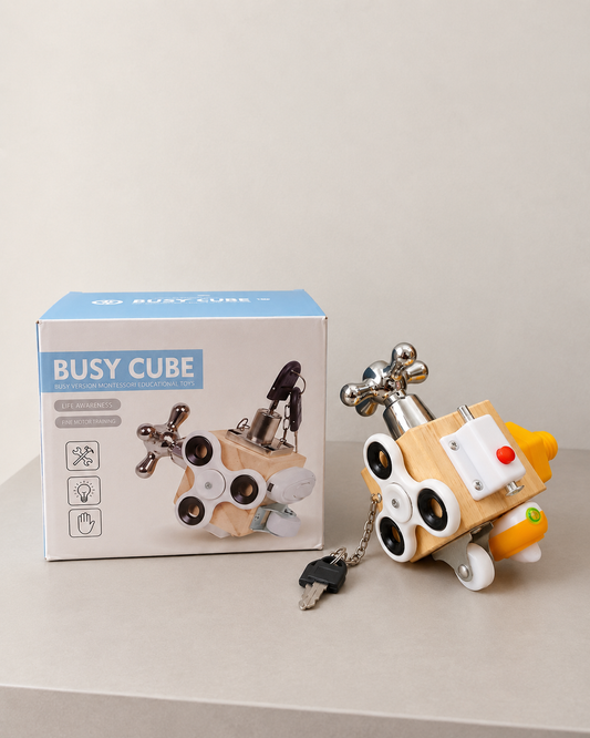 7-in-1 Wooden Montessori Busy Cube – Sensory & Fine Motor Skills Activity Toy